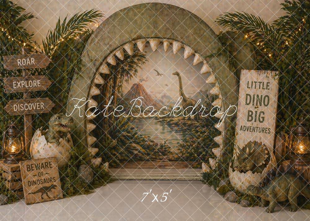 Kate Jungle Adventure Dinosaur Egg Archway Printed Backdrop Designed by Caitlin Lynch