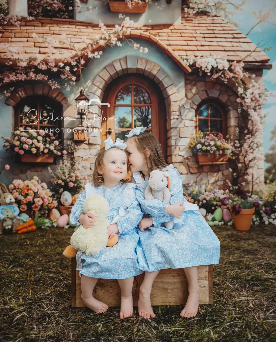 Kate Easter Bunny Cottage Floral Eggs Backdrop Designed by Emetselch