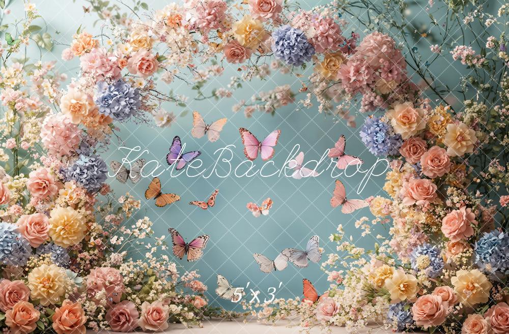 Arco de Flores de Primavera Mariposa Fondo