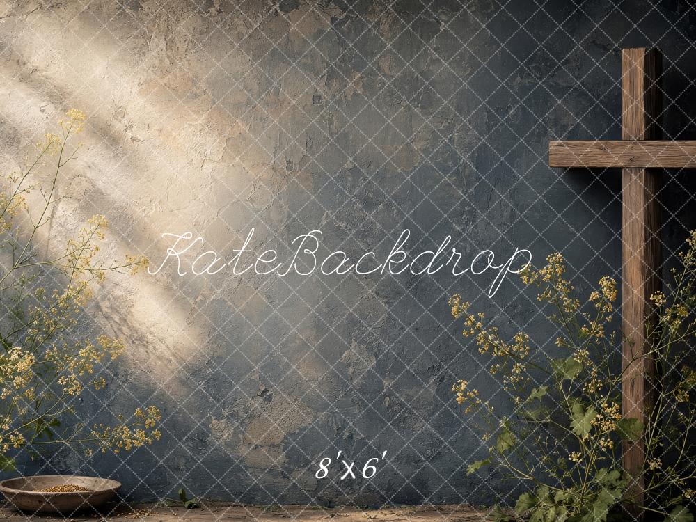 Kate Easter Cross Rustic Wildflower Sunlight Printed Backdrop Designed by Shutter Swan Studios