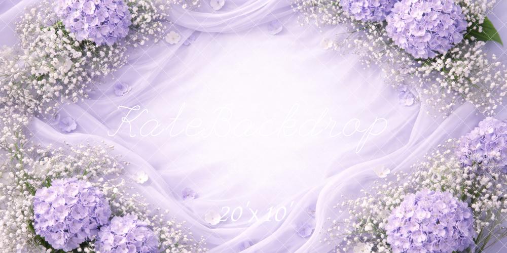 Kate Newborn Lavender Hydrangea Floral Draped Background Backdrop Designed by Megan Leigh Photography