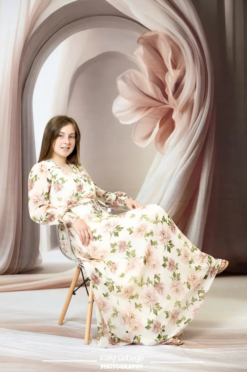 Kate Sweep Soft Peach Satin Drapery Backdrop Backdrop Designed by Patty Robert