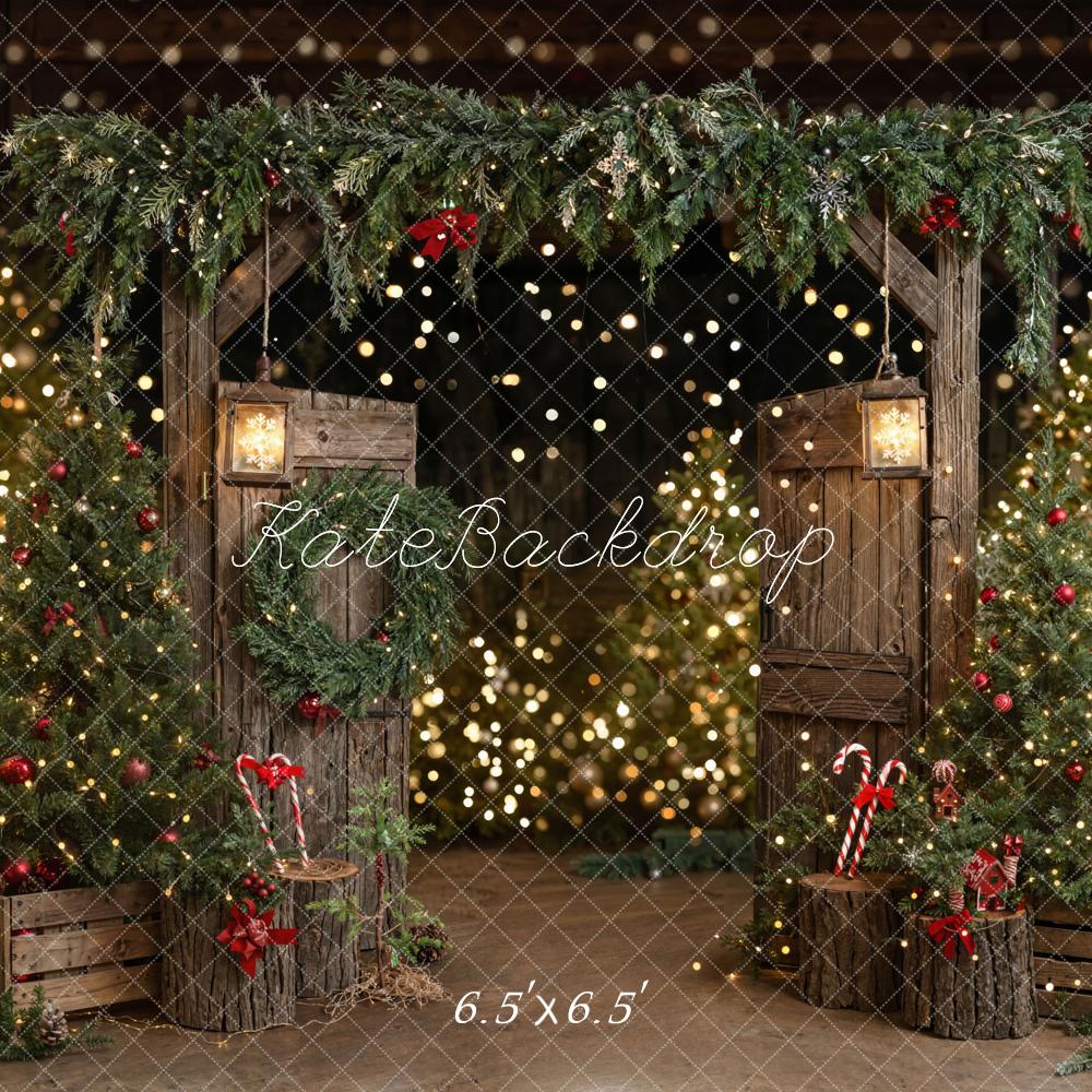 Kerstboom Rustieke Boerendeur Foto Achtergrond Designed by Emetselch