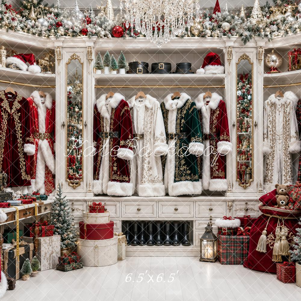 Kate Christmas Santa Wardrobe Boutique Printed Backdrop Designed by Ashley Paul