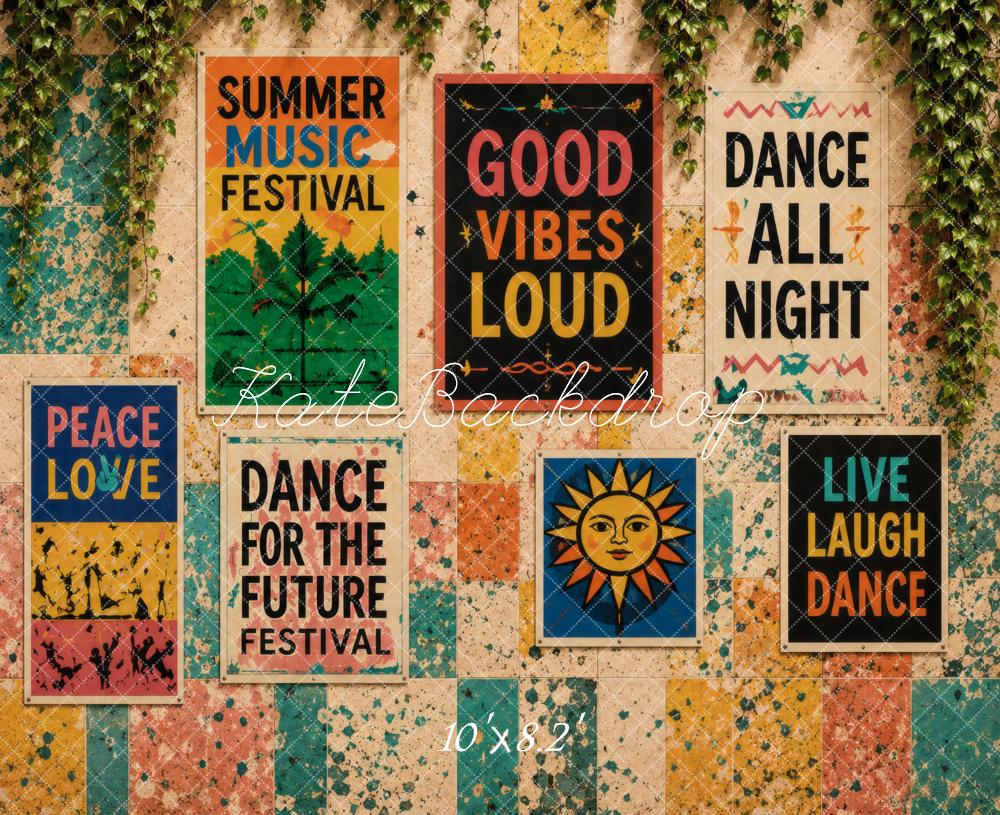 Kate Summer Festival Posters Colorful Retro Wall Printed Backdrop Designed by Vertigo Productions