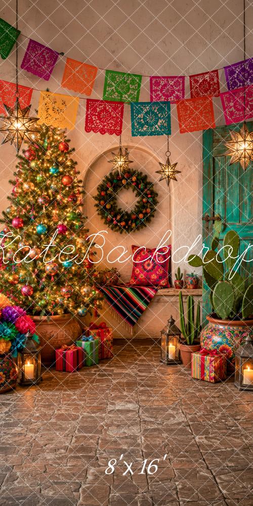 Kate Sweep Mexican Christmas Tree Papel Picado Star Lanterns Printed Backdrop Designed by Megan Leigh Photography