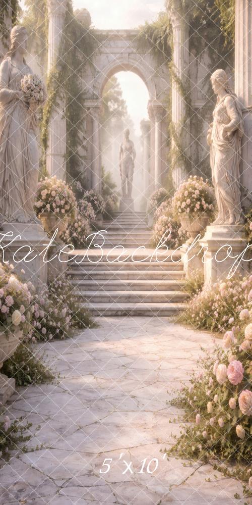 Kate Sweep Fairy Fantasy Stone Columns Flower Arch Stairs Printed Backdrop Designed by Vertigo Productions