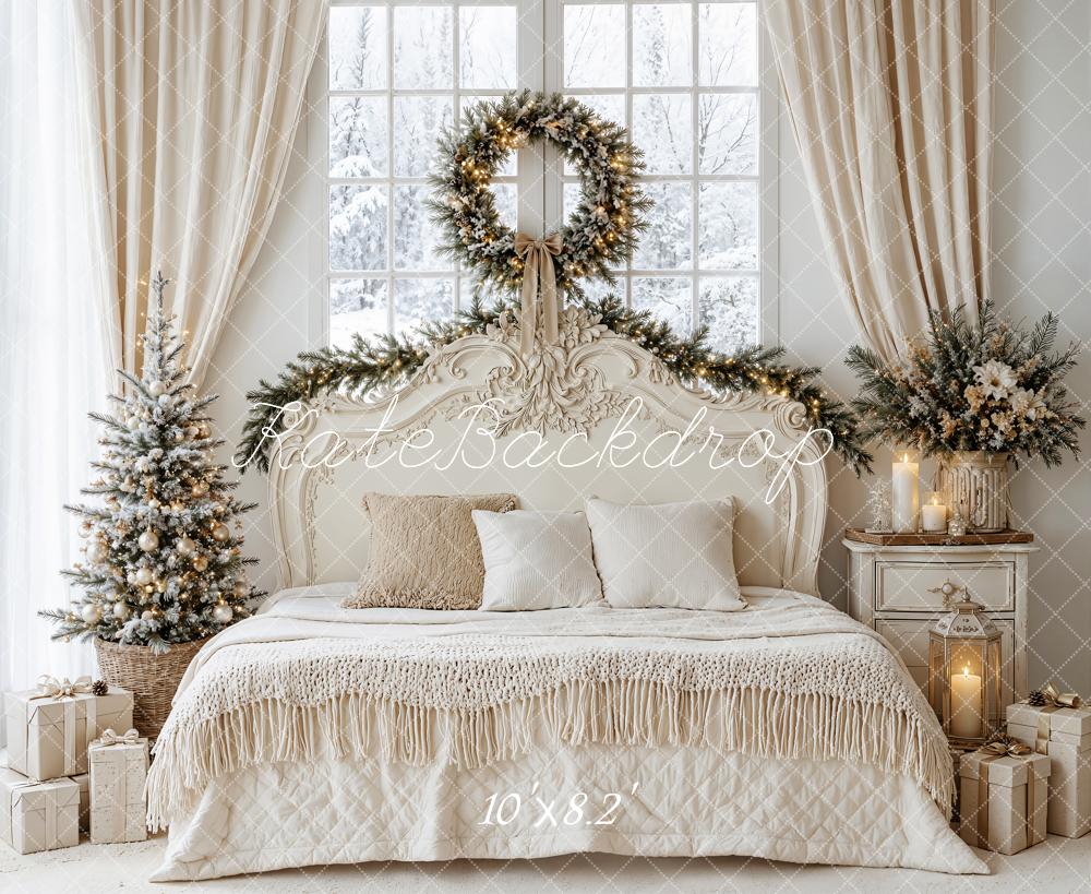Kate Christmas Bedroom Pine Wreath Garland Tree Printed Backdrop Designed by Emetselch