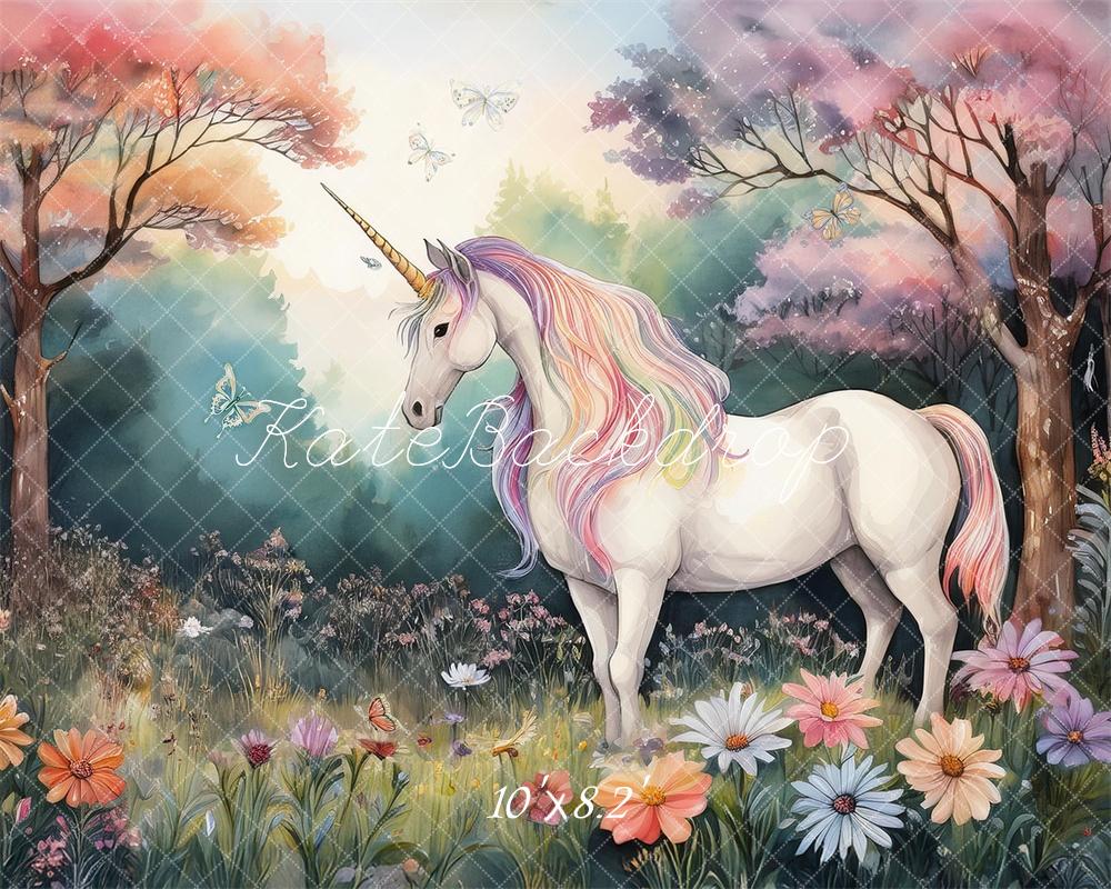 Kate Fantasy Pastel Unicorn Forest Backdrop Designed by Mandy Ringe Photography