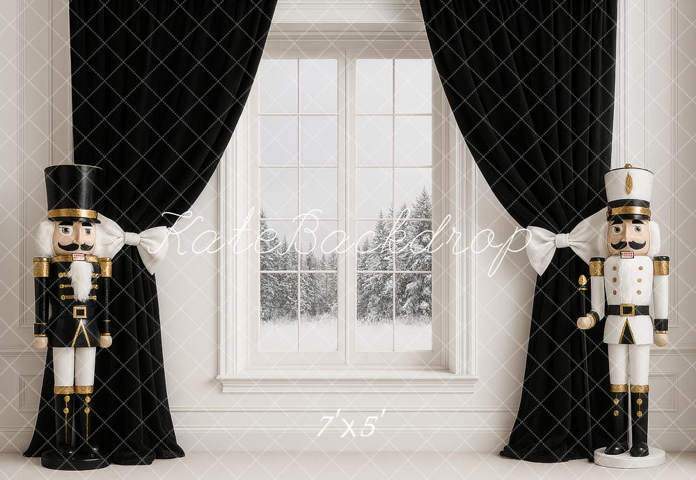 Kate Christmas Nutcracker Black Curtains Window Backdrop Designed by Ashley Paul