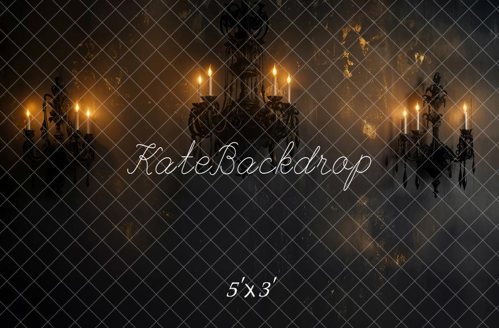 Kate Halloween Dark Chandelier Candlelight Vintage Wall Backdrop Designed by Emetselch