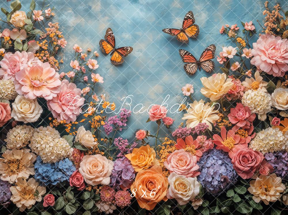 Fondo de Jardín de Mariposas Florales de Primavera Diseñado por Emetselch