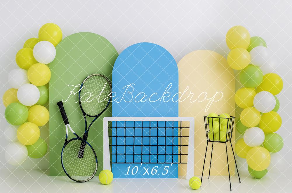 Kate Birthday Tennis Balloons Racket Sports Backdrop Designed by Patty Roberts