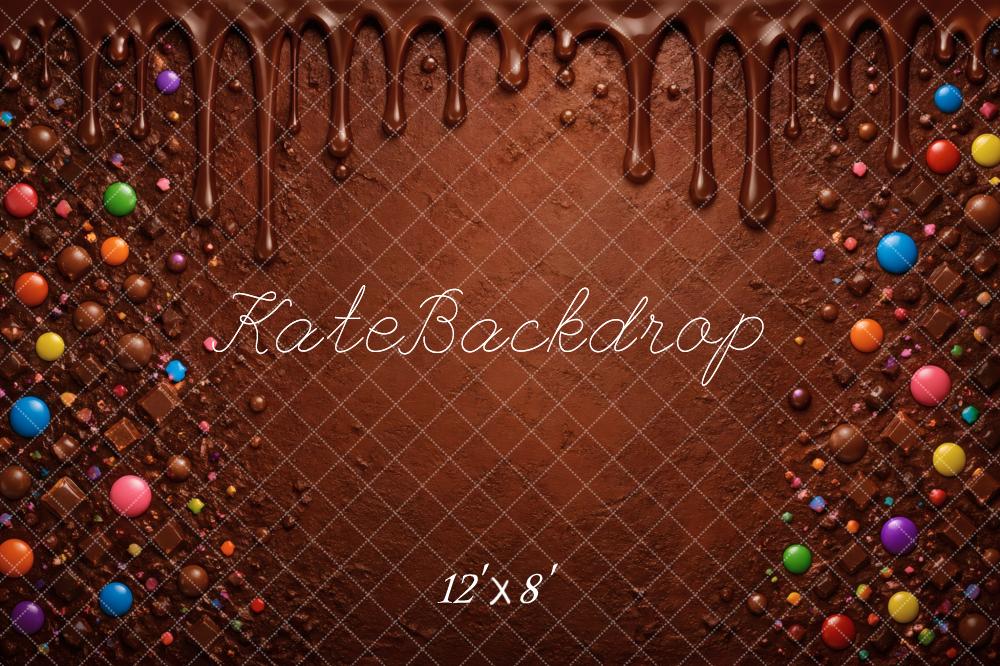 Kate Kids Chocolate Party Candy Drip Brown Printed Backdrop Designed by Vertigo Productions