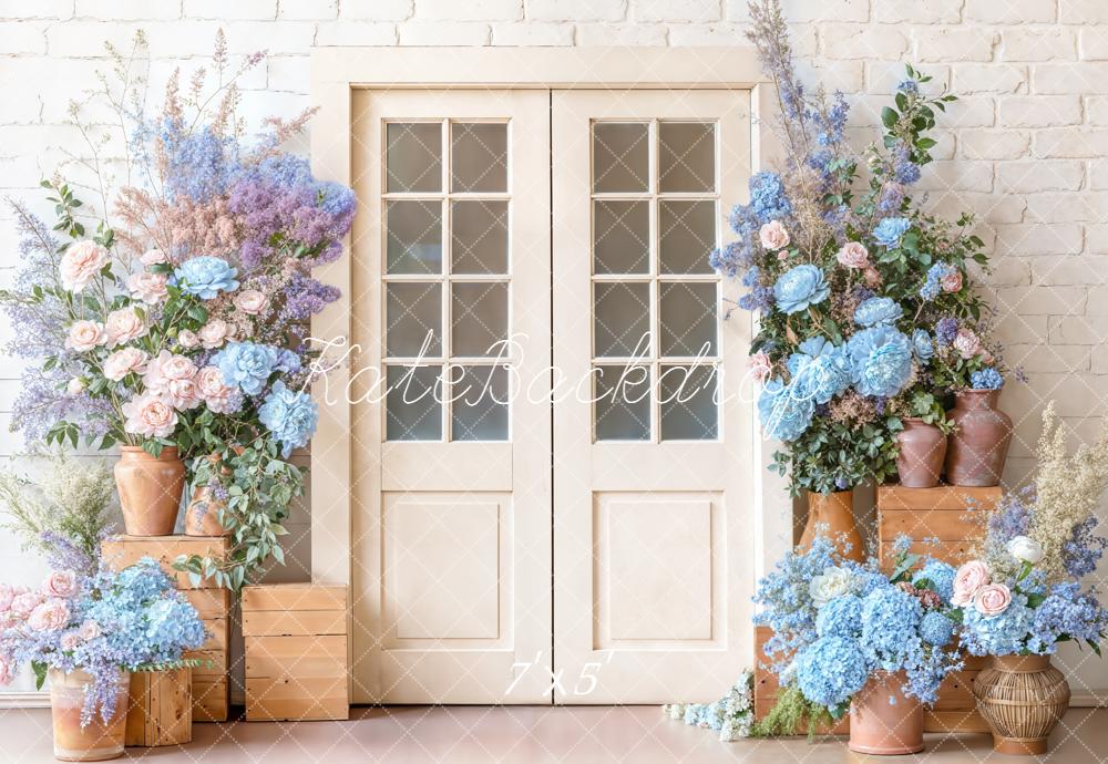 Kate Spring Cream Door Pastel Flower Arch Backdrop Designed by Emetselch