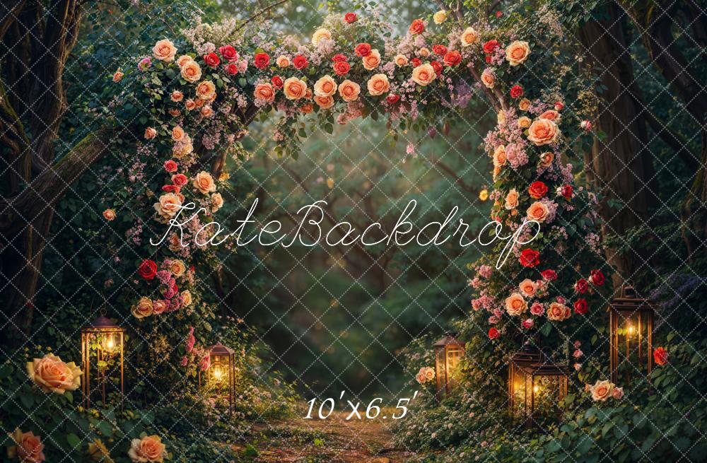 Valentine Flower Arch Lantern Forest Foto Achtergrond Designed by Emetselch