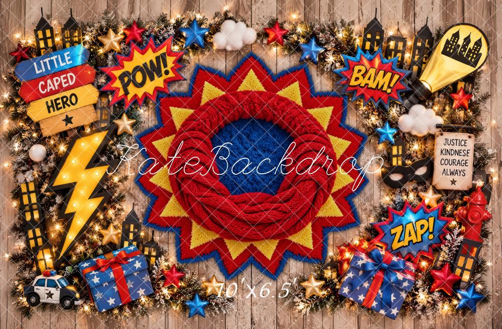 Kate Newborn Superhero Comic Gift Boxes Printed Backdrop Designed by Laura Bybee