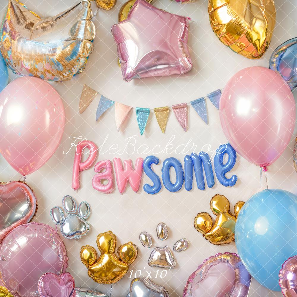 Sfondo con palloncini per compleanno di animali domestici Pawsome progettato da Emetselch