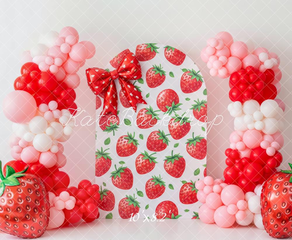 Kate Cake Smash Strawberry Balloon Arch Backdrop Designed by Patty Roberts