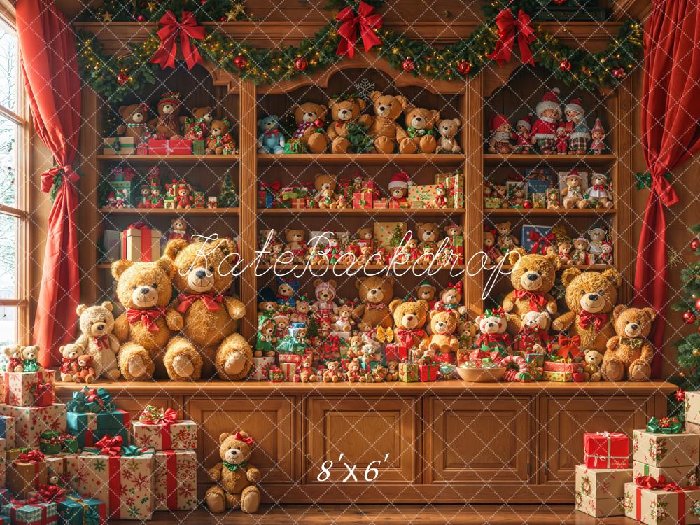 Kate Christmas Teddy Bear Shelf Gifts Indoor Backdrop Designed by Emetselch