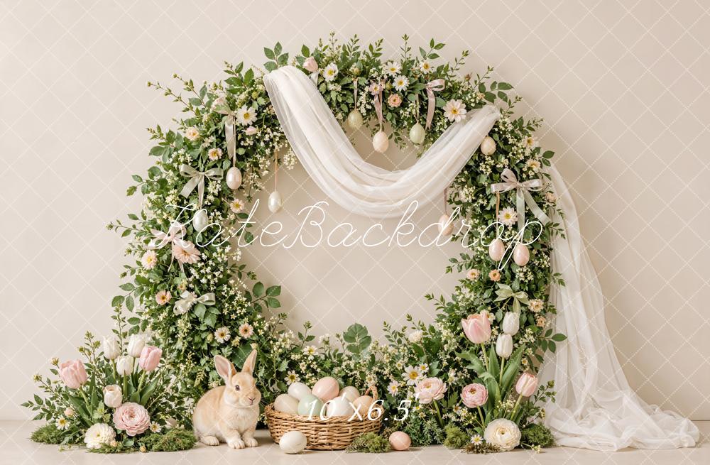 Kate Easter Eggs Flower Arch Drapes Bunny Printed Backdrop Designed by Emetselch