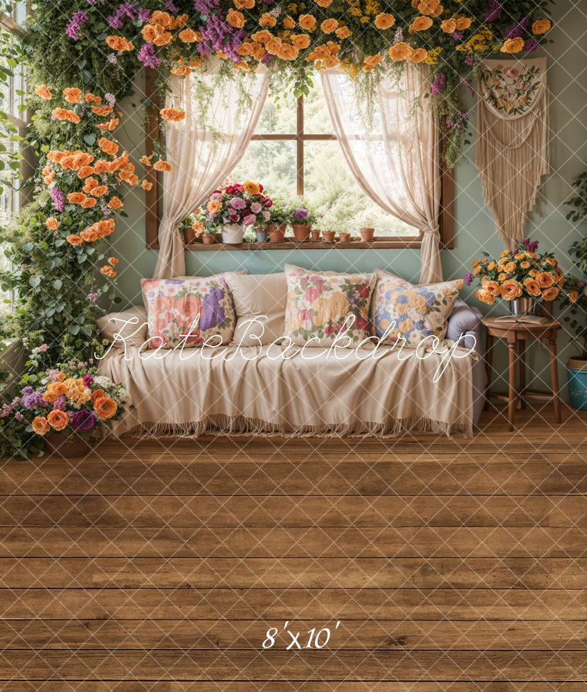 Spring Floral Window Sofa Foto Achtergrond Designed by Emetselch