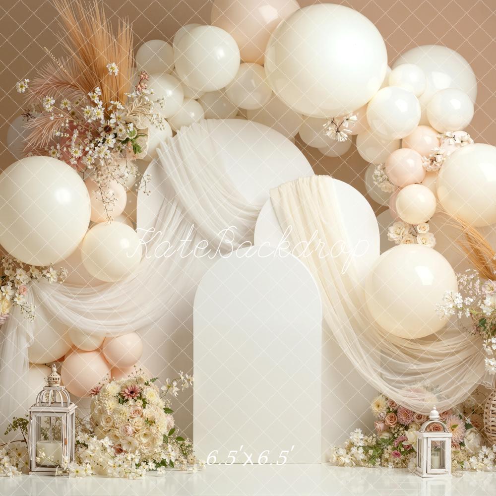 Kate Mother's Day Neutral Balloon Arch Floral Lanterns Backdrop Designed by Emetselch