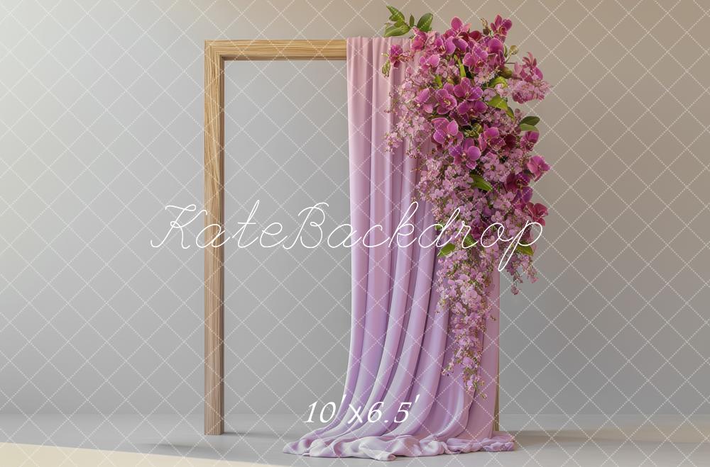 Kate Elegant Frame Flower Pink Drapes Backdrop Designed by Mini MakeBelieve