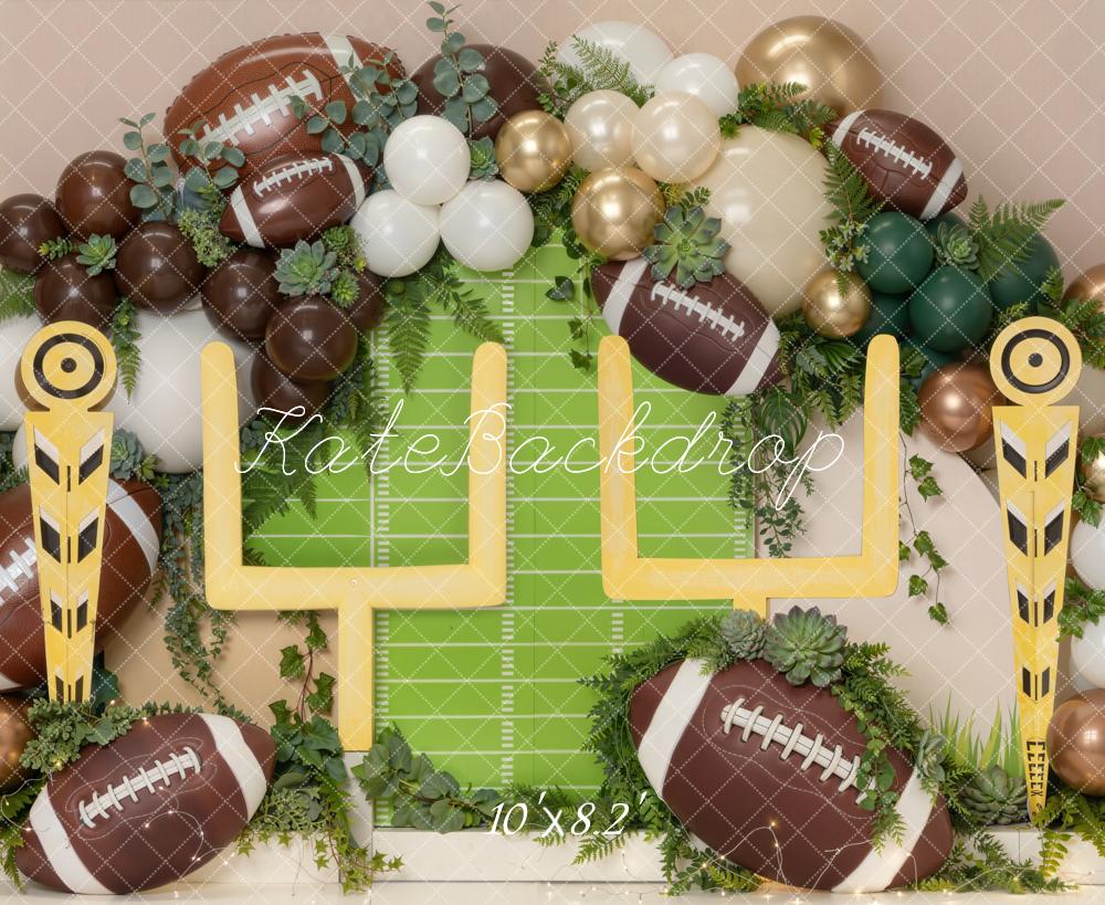 Kate Sports Football Field Goal Post Balloons Printed Backdrop Designed by Chain Photography