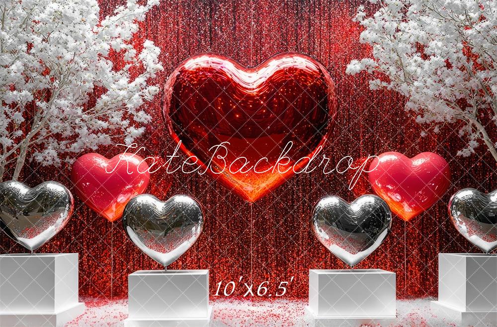 Kate Valentine Heart Glitter Backdrop Designed by Mini MakeBelieve