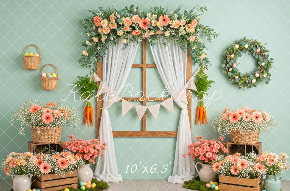 Kate Easter Bunny Flower Arch Window Pastel Eggs Backdrop Designed by Patty Roberts