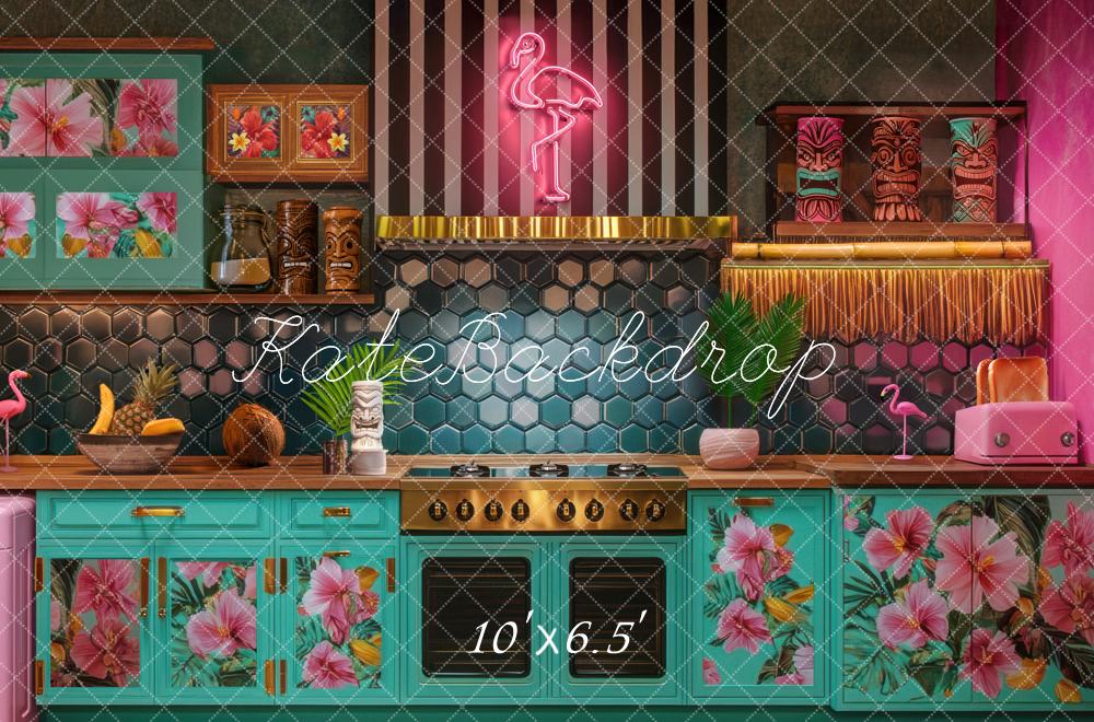 Fondo de Flamenco de Cocina Tiki Tropical Designed by Mini MakeBelieve