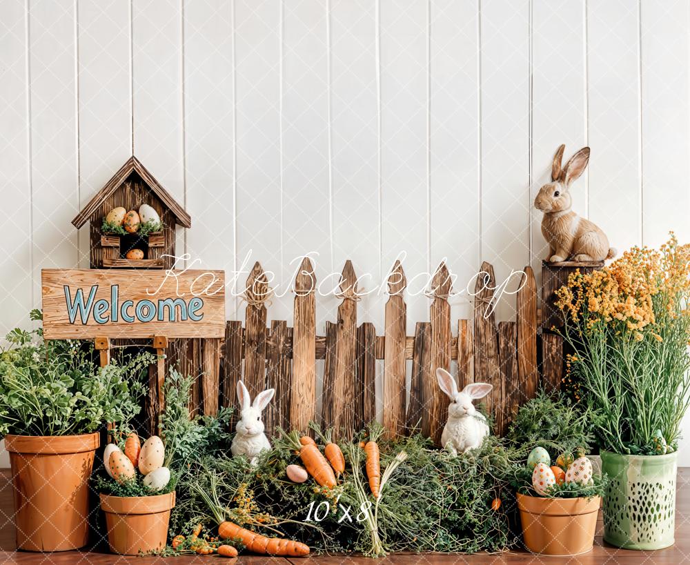 Kate Easter Bunny Wood Fence Backdrop Designed by Emetselch