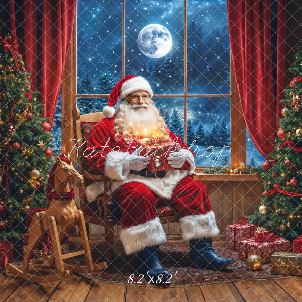 Kate Christmas Tree Santa Claus Window Backdrop Designed by Emetselch