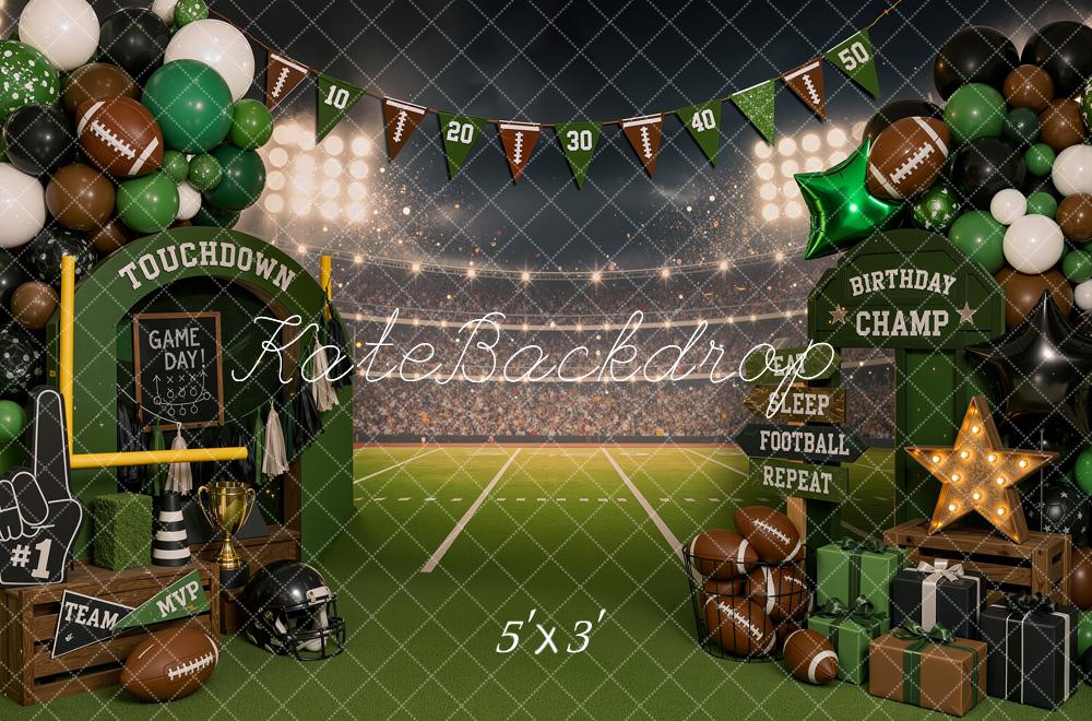 Kate Sports Football Birthday Stadium Balloons Gifts Printed Backdrop Designed by Shutter Swan Studios