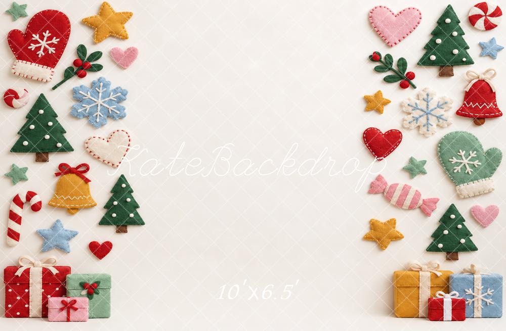 Kate Christmas Felt Christmas Trees Gift Snowflakes Heart Printed Backdrop Designed by Vertigo Productions