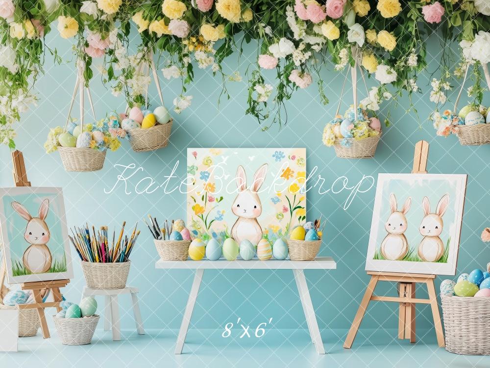 Kate Easter Painting Workshop Bunny Floral Backdrop Designed by Patty Roberts