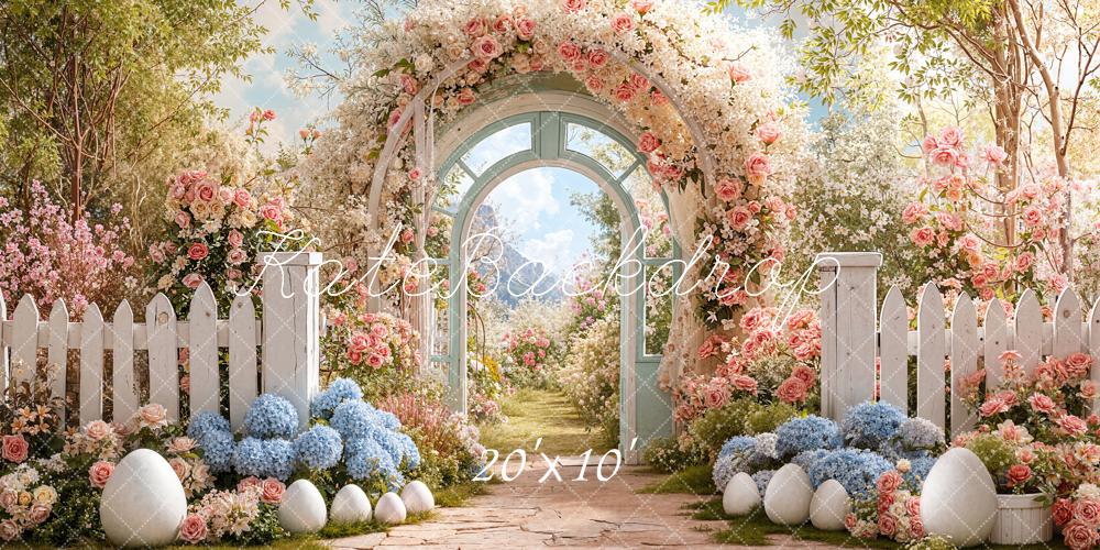 TEST Kate Easter Bunny Flower Arch Pastel Garden Backdrop Designed by Chain Photography