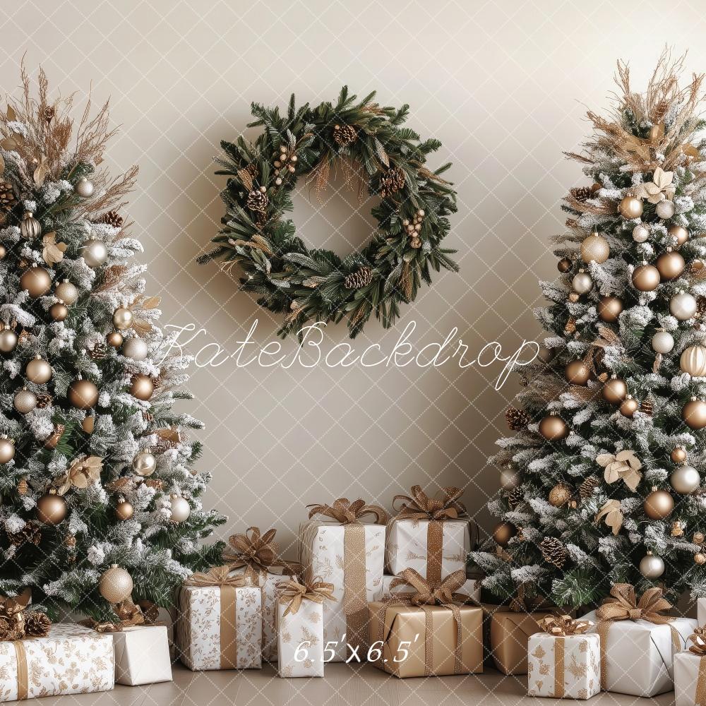 Kerstbomen Wreath Gifts Foto Achtergrond Ontworpen door Patty Roberts