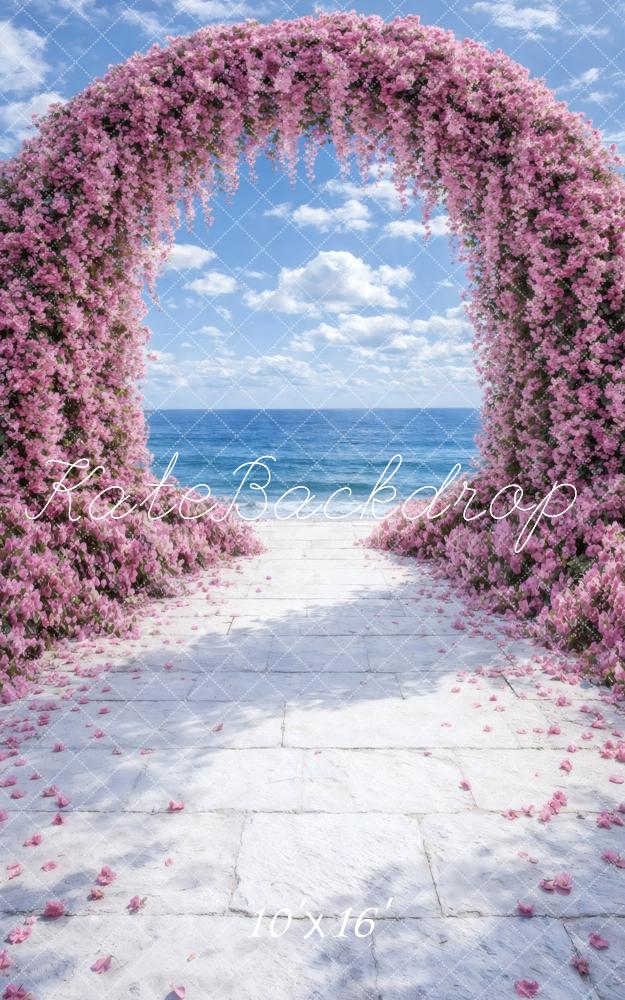 Kate Sweep Summer Flower Arch Ocean Pathway Printed Backdrop Designed by Vertigo Productions