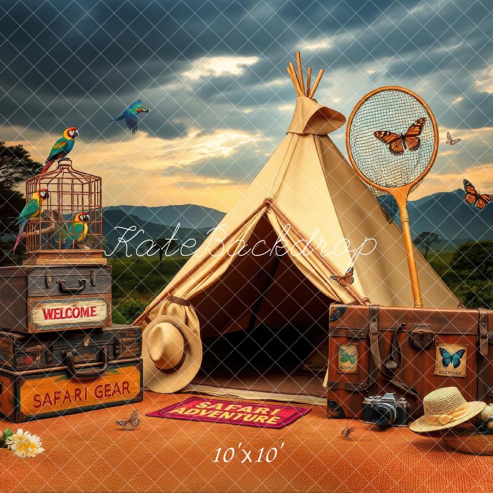 Tienda de Camping Safari Aventura de Pájaro y Mariposa Diseño de Laura Bybee