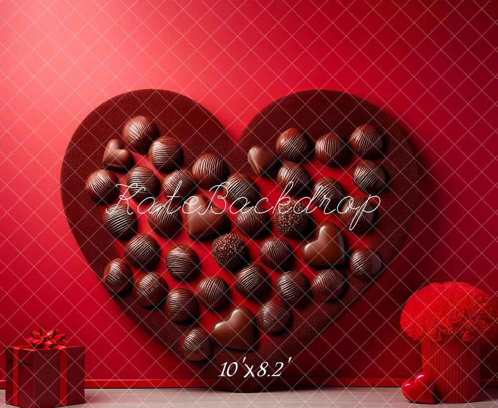 Kate Valentine's Day Red Heart Chocolate Box Gift Printed Backdrop Designed by Megan Leigh Photography