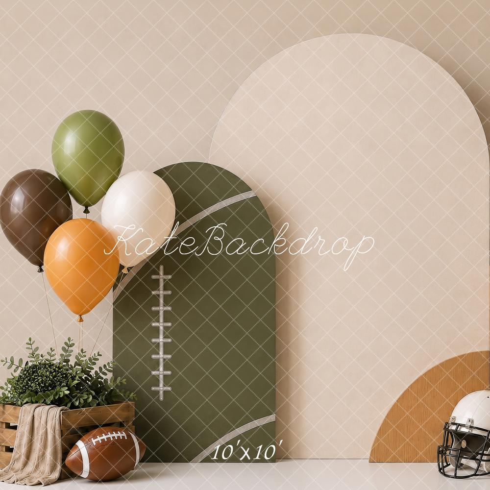 Kate Cake Smash Football Sports Arch Balloons Printed Backdrop Designed by Shutter Swan Studios