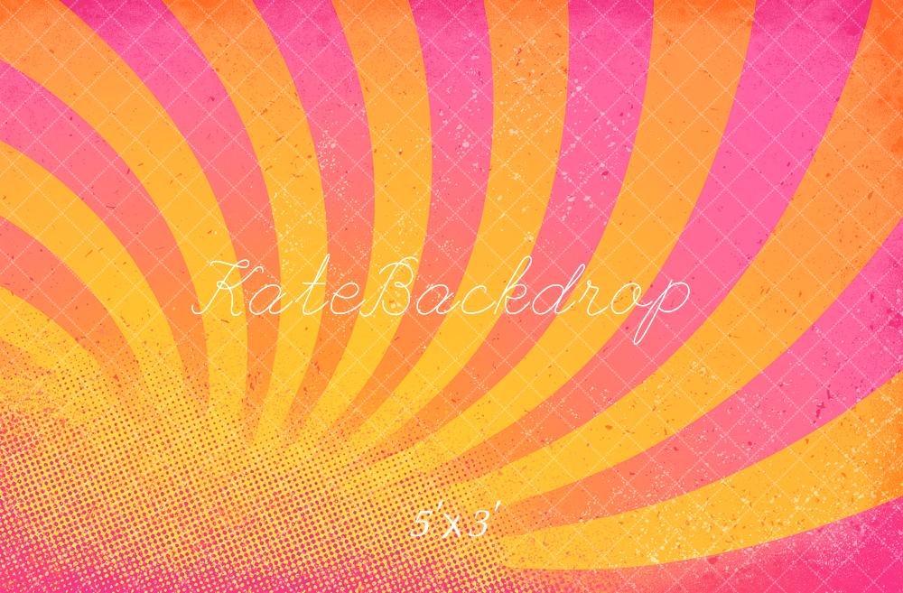 Kate Retro 70's Pink Orange Sunburst Printed Backdrop Designed by Angela Miller