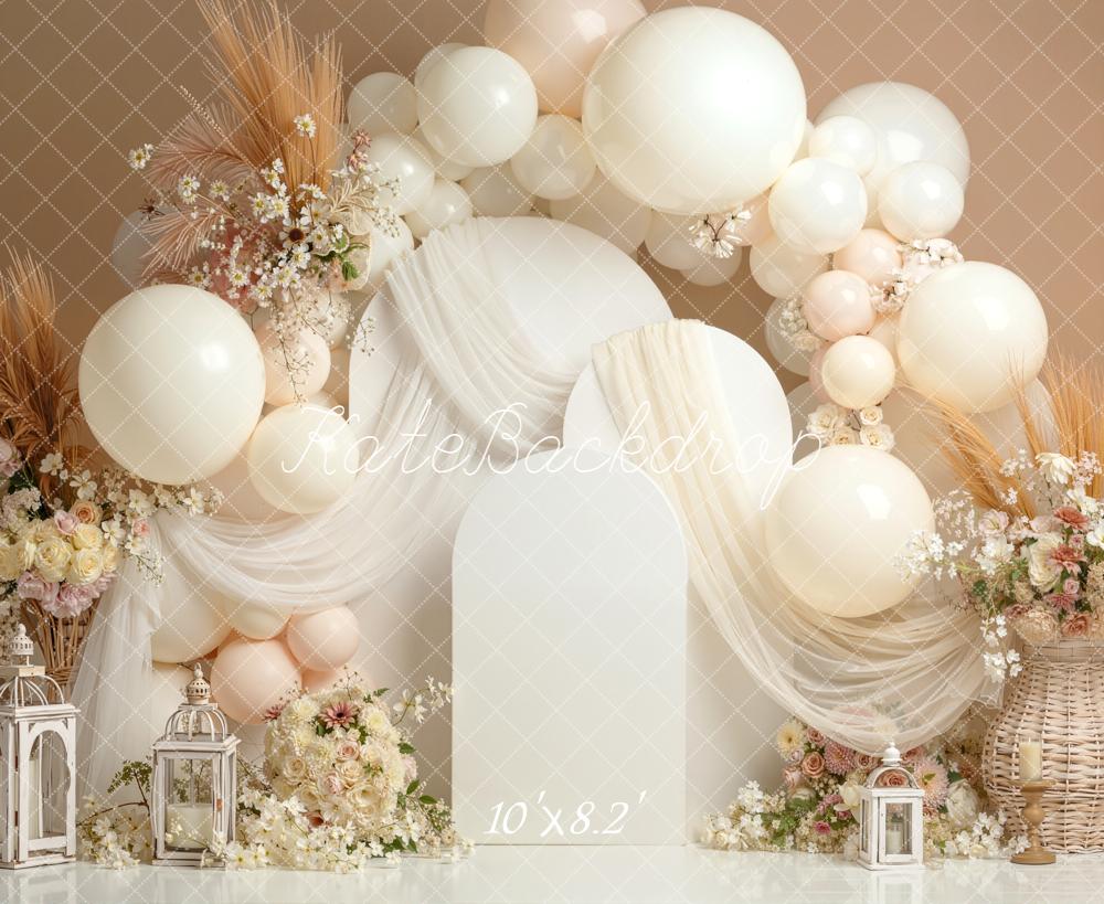 Kate Mother's Day Neutral Balloon Arch Floral Lanterns Backdrop Designed by Emetselch