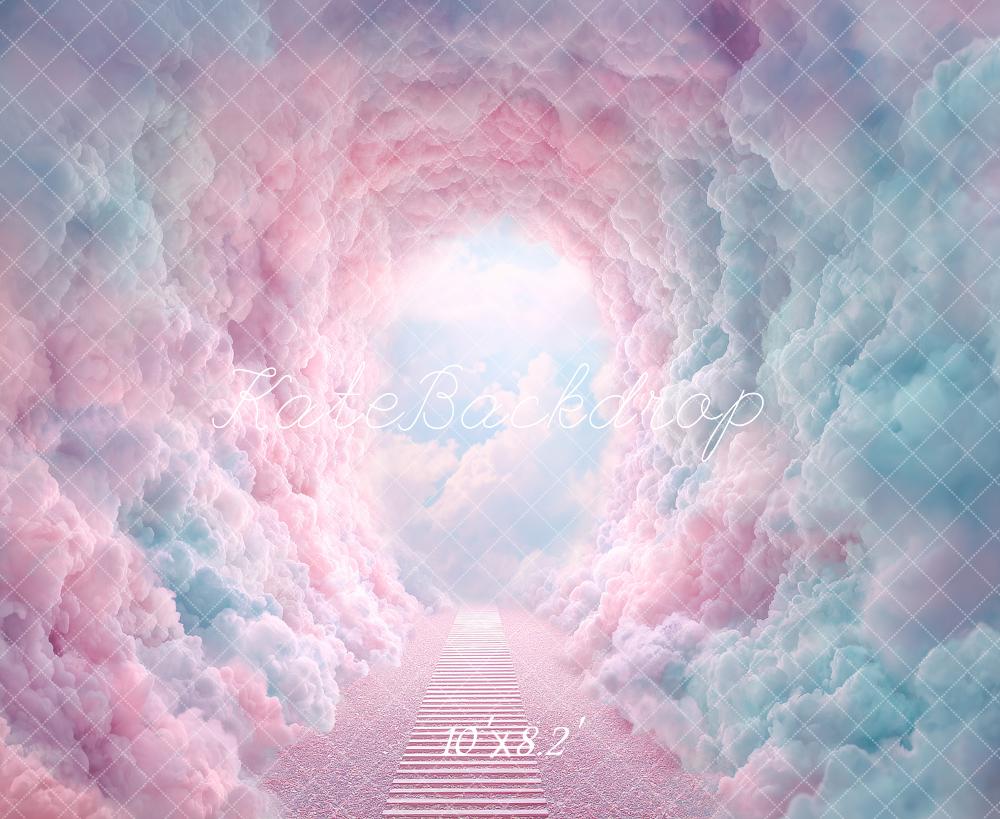Kate Pastel Cloud Tunnel Stairs Printed Backdrop Designed by Angela Miller