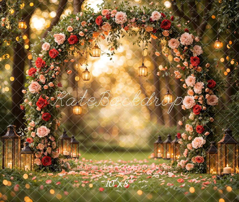 Kate Valentine Lantern Flower Arch Printed Backdrop Designed by Emetselch