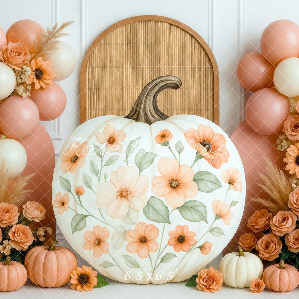 Kate Cake Smash Fall Floral Pumpkin Backdrop Designed by Mini MakeBelieve