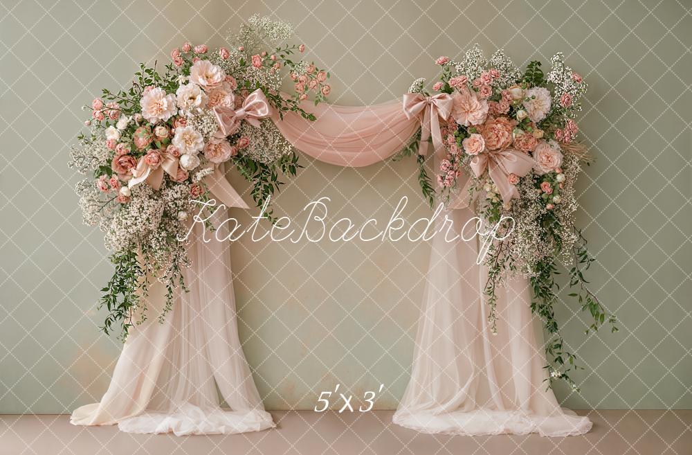 Kate Spring Flower Arch Blush Pink Floral Drapes Backdrop Designed by Emetselch