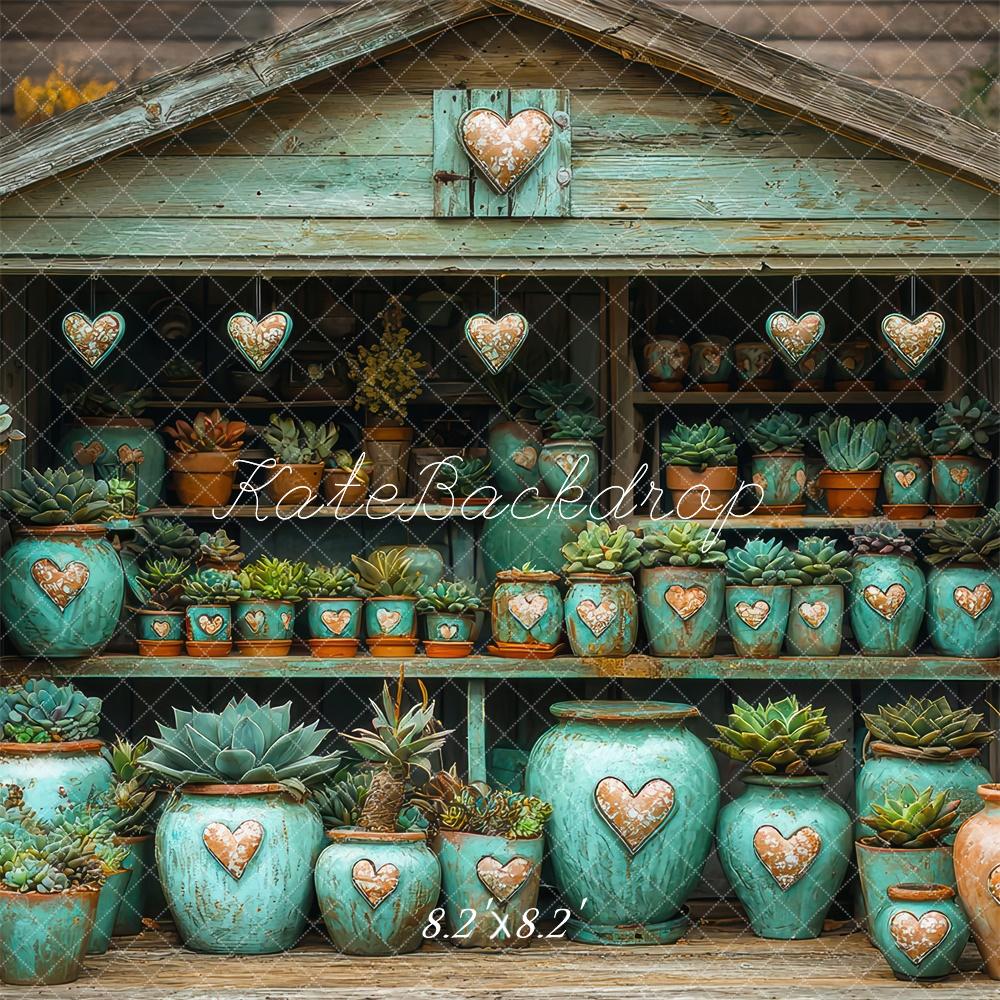 Spring Succulent Green House Heart Foto Achtergrond Designed by Laura Bybee